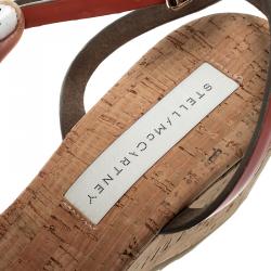 Pre Owned Stella McCartney Imperial Red Faux Patent Leather Linda Cork Wedge Sandals Size 41