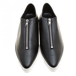 Pre Owned Stella McCartney Black Faux Leather Zip Loafers Size 41