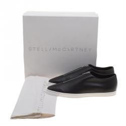 Pre Owned Stella McCartney Black Faux Leather Zip Loafers Size 41