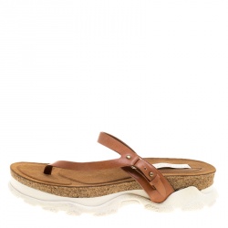 Pre Owned Stella McCartney Brown Faux Leather Altea Platform Slides Size 39