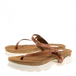 Pre Owned Stella McCartney Brown Faux Leather Altea Platform Slides Size 39