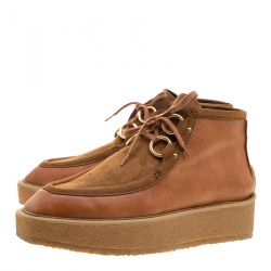 Pre Owned بوت للكاحل ستيلا مكارتني هاي كليبر سويدي صناعي وجلد نعل سميك مقاس 37