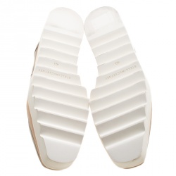 مملوكة مسبقًا حذاء ستيلا ماكرتني ديربي أربطة نعل سميك ايليز ستار جلد صناعي بيج مقاس 38