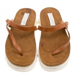 Stella McCartney Brown Faux Leather Altea Platform Slides Size 41