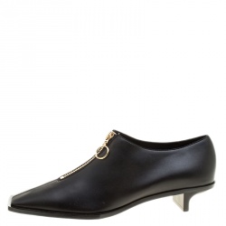 Pre Owned Stella McCartney Black Faux Leather Square Toe Zip Slip On Size 38