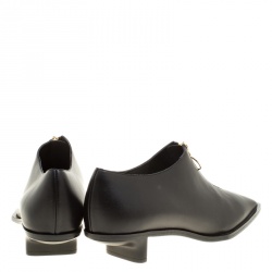 Pre Owned Stella McCartney Black Faux Leather Square Toe Zip Slip On Size 38