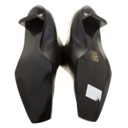 Pre Owned Stella McCartney Black Faux Leather Square Toe Zip Slip On Size 38