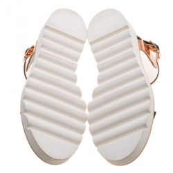 Pre Owned Stella McCartney Metallic Bronze Faux Leather Odette Studded Flat Sandals Size 41