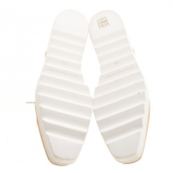 Pre Owned Stella McCartney Beige Brushed Faux Leather Elyse Star Platform Lace Up Derby Size 39.5