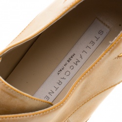 Pre Owned Stella McCartney Beige Brushed Faux Leather Elyse Star Platform Lace Up Derby Size 39.5