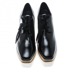 Pre Owned Stella McCartney Black Faux Leather Elyse Platform Derby Size 39.5