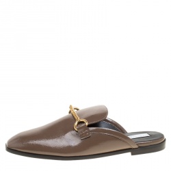 Stella McCartney Brown Faux Patent Leather Slip On Loafers Size 35.5
