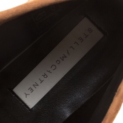 Pre Owned Stella McCartney Brown Faux Suede and Leather High Clipper Platform Ankle Boots Size 39.5