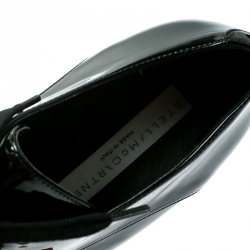 Pre Owned حذاء دربي ستيلا ماكرتني نعل سميك اليس جلد لامع صناعي أسود مقاس 40