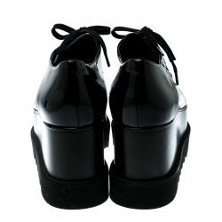 Pre Owned حذاء دربي ستيلا ماكرتني نعل سميك اليس جلد لامع صناعي أسود مقاس 40