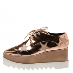 Pre Owned حذاء ستيلا ماكرتني دربي نعل سميك اليز نجوم جلد صناعي أسود مقاس 37.5