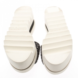 Pre Owned حذاء سلايدز ستيلا ماكرتني نعل سميك ويكر جلد مغزول صناعي أسود مقاس 37