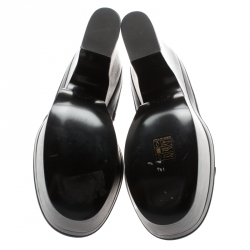 Pre Owned Stella McCartney Black Faux Leather Buckle Block Heel Platform Sandals Size 37.5