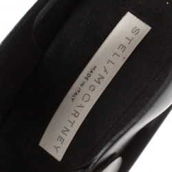 Pre Owned Stella McCartney Black Faux Leather Buckle Block Heel Platform Sandals Size 37.5