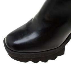 Pre Owned Stella McCartney Black Faux Leather Platform Ankle Boots Size 40