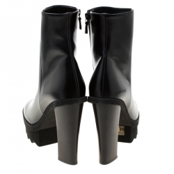 Pre Owned Stella McCartney Black Faux Leather Platform Ankle Boots Size 40
