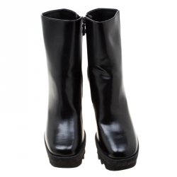 Pre Owned Stella McCartney Black Faux Leather Platform Ankle Boots Size 40