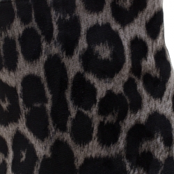 Pre Owned Stella McCartney Beige/Black Leopard Print Velvet Ankle Boots Size 38.5