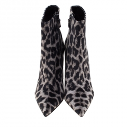 Pre Owned حذاء بوت كاحل ستيلا مكارتني مطبوع نقشة الفهد قطيفة ثنائي اللون مقاس 40