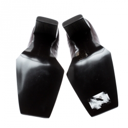 Pre Owned Stella McCartney Burgundy Faux Leather Square Toe Ankle Boots Size 38