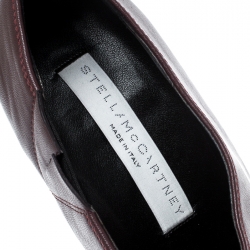 Pre Owned Stella McCartney Burgundy Faux Leather Square Toe Ankle Boots Size 38