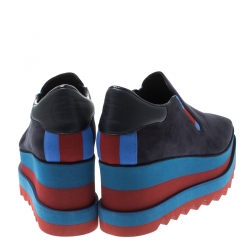 Pre Owned Stella McCartney Blue Faux Suede Elyse Slip On Platform Sneakers Size 38