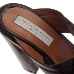 Pre Owned Stella McCartney Brown Faux Leather Veneer CrissCross Slides Size 39