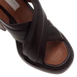 Pre Owned Stella McCartney Brown Faux Leather Veneer CrissCross Slides Size 39