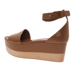Pre Owned Stella McCartney Brown Faux Leather Lindsey Ankle Strap Wedge Sandals Size 41