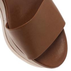 Pre Owned Stella McCartney Brown Faux Leather Lindsey Ankle Strap Wedge Sandals Size 41