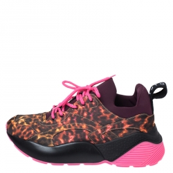 Stella McCartney Multicolor Leopard Print Fabric Eclypse Lace Up Sneakers Size 40