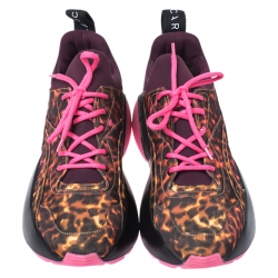 Stella McCartney Multicolor Leopard Print Fabric Eclypse Lace Up Sneakers Size 40