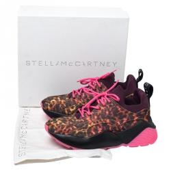 Stella McCartney Multicolor Leopard Print Fabric Eclypse Lace Up Sneakers Size 40