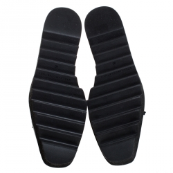 Pre Owned Stella McCartney Black Faux Leather And Velvet Elyse Star Platform Lace Up Booties Size 40