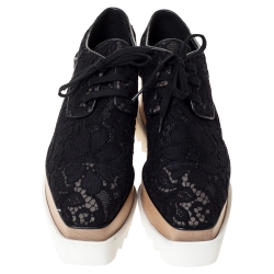 مملوكة مسبقًا حذاء رياضي ستيلا ماكرتني أربطة نعل سميك أليس دانتيل أسود مقاس 39