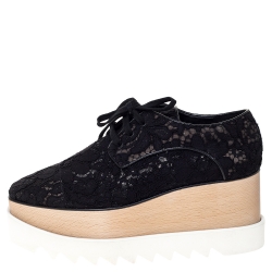 مملوكة مسبقًا حذاء رياضي ستيلا ماكرتني أربطة نعل سميك أليس دانتيل أسود مقاس 39