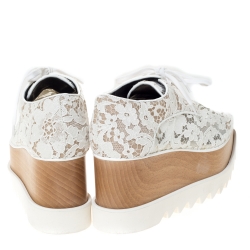 Pre Owned Stella McCartney White Lace Elyse Platform Lace Up Sneakers Size 36.5 