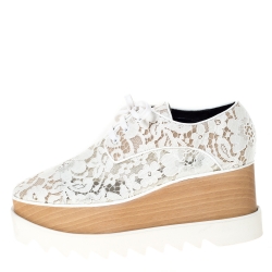 Pre Owned Stella McCartney White Lace Elyse Platform Lace Up Sneakers Size 36.5 