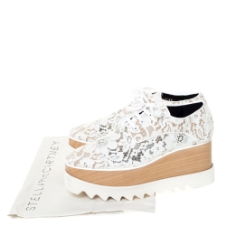 Pre Owned Stella McCartney White Lace Elyse Platform Lace Up Sneakers Size 36.5 