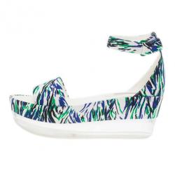 Stella McCartney Printed Valerie Plexi Wedge Sandals Size 41
