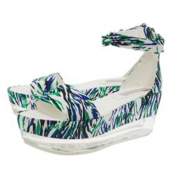 Stella McCartney Printed Valerie Plexi Wedge Sandals Size 41