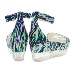 Stella McCartney Printed Valerie Plexi Wedge Sandals Size 41