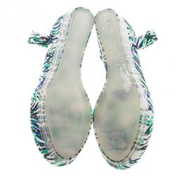 Stella McCartney Printed Valerie Plexi Wedge Sandals Size 41
