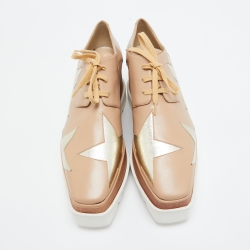 Pre Owned Stella McCartney Brown  Faux Leather Elyse Star Sneakers Size 41