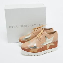 Pre Owned Stella McCartney Brown  Faux Leather Elyse Star Sneakers Size 41